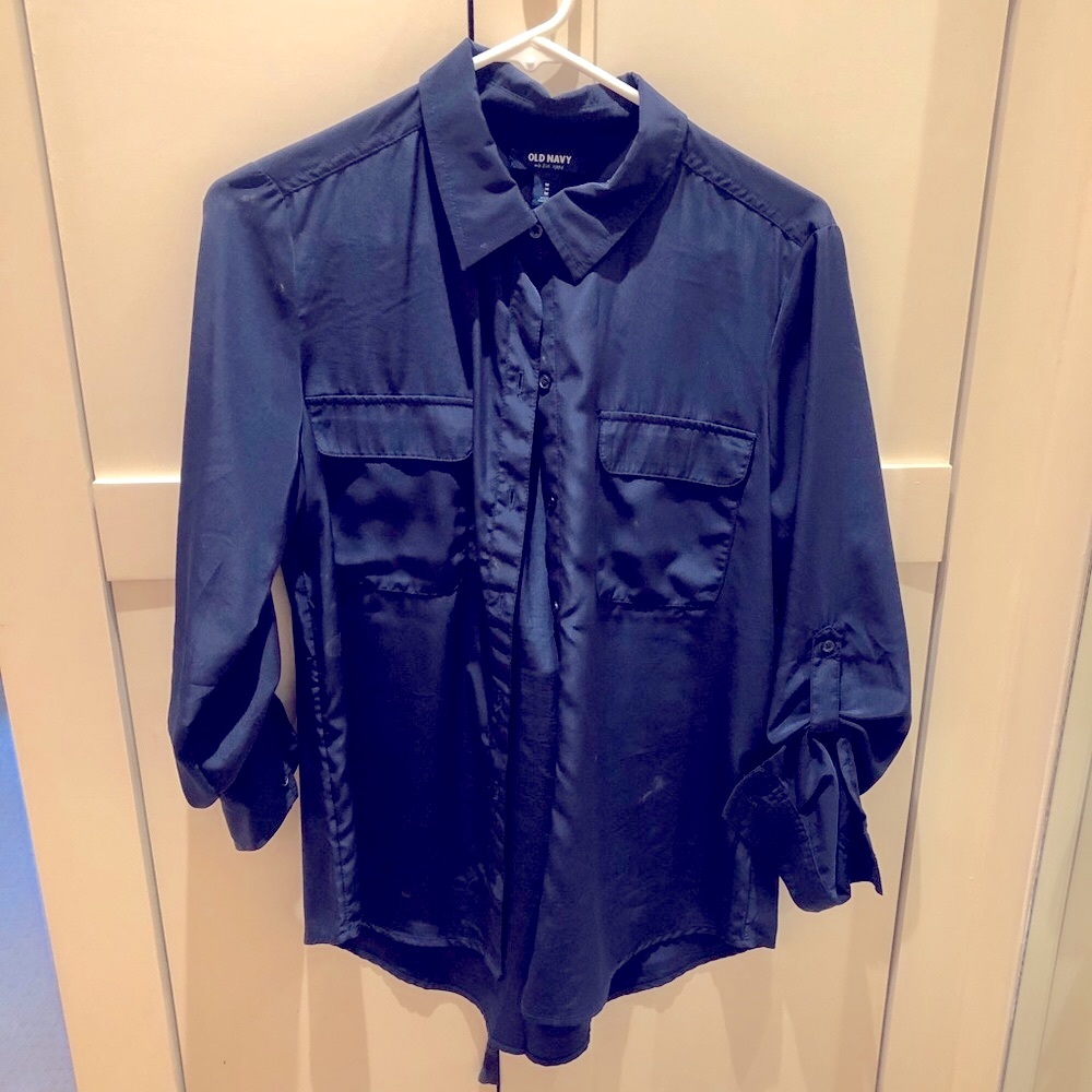 Old Navy Button Down. Medium. Navy Blue - image 1
